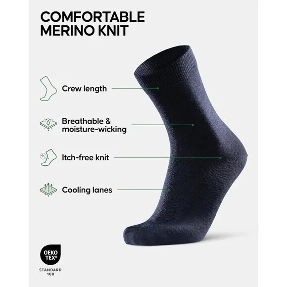 Merino Wool Socks for Men and Women, Dress Socks, Thermal, Casual & Warm, 3 or 5